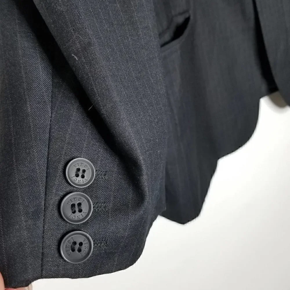 Vinci Pinstripe Button Front Suit Jacket Black XL